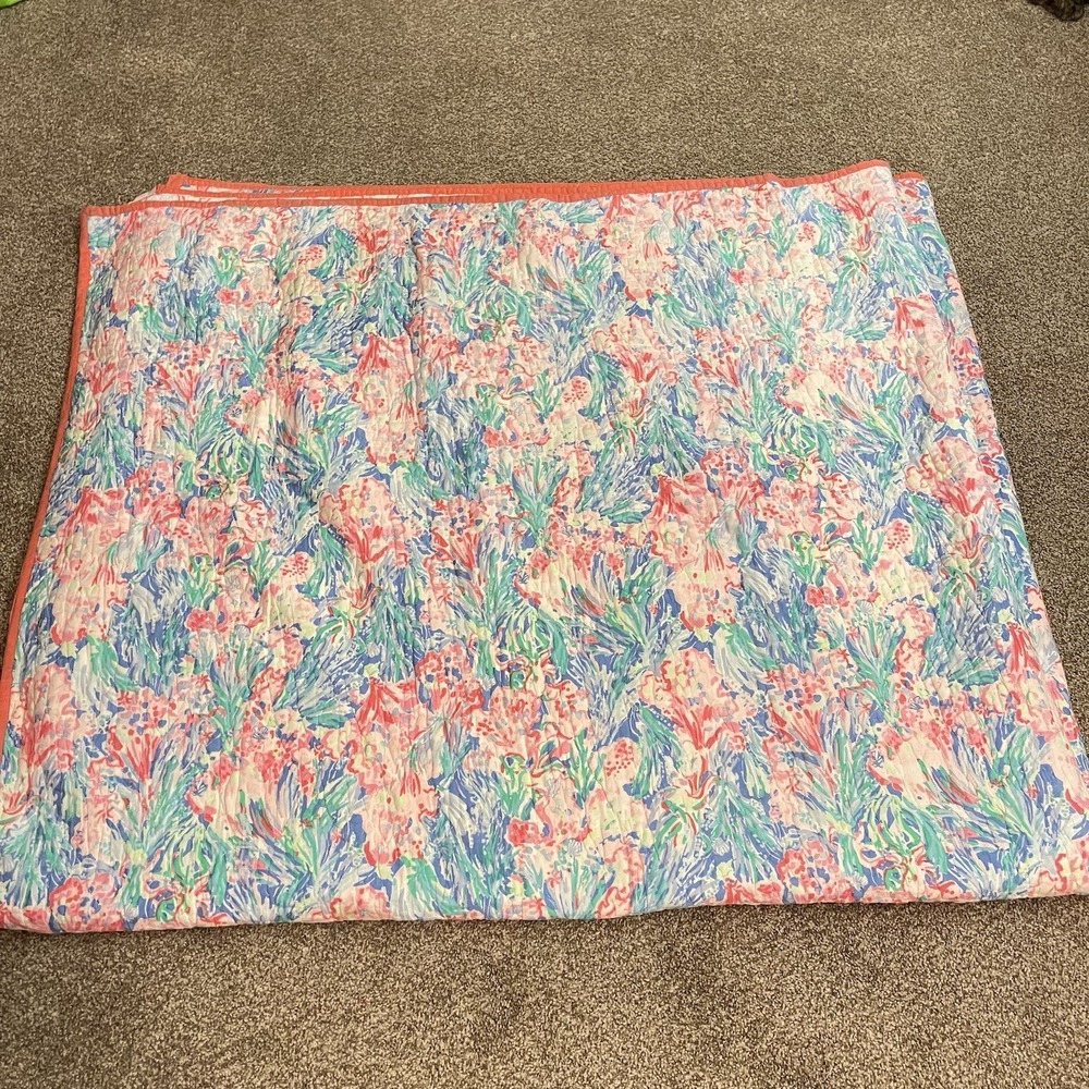 POTTERY BARN Lilly Pulitzer FAN SEA PANTS Full/ Queen Quilt Comforter 108x92 - Picture 12 of 16